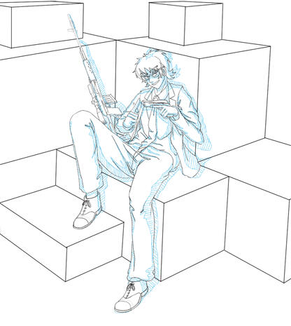 Kazuya in the wearehouse clean lineart