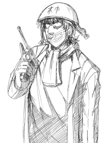 Kazuya Hyoudou with a luger gun sketch